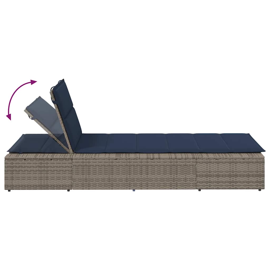 Sonnenliege Mit Schwebender Auflage Grau Poly Rattan