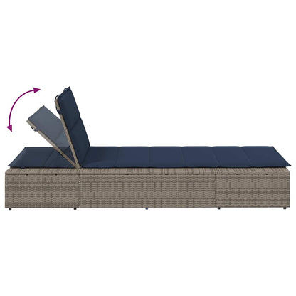 Sonnenliege Mit Schwebender Auflage Grau Poly Rattan