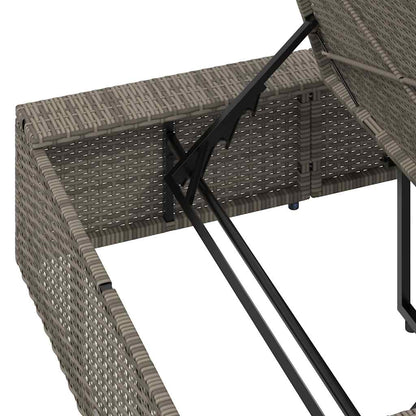 Sonnenliege Mit Schwebender Auflage Grau Poly Rattan