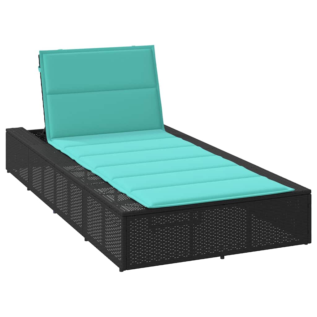 Sonnenliege Mit Schwebender Auflage Schwarz Poly Rattan