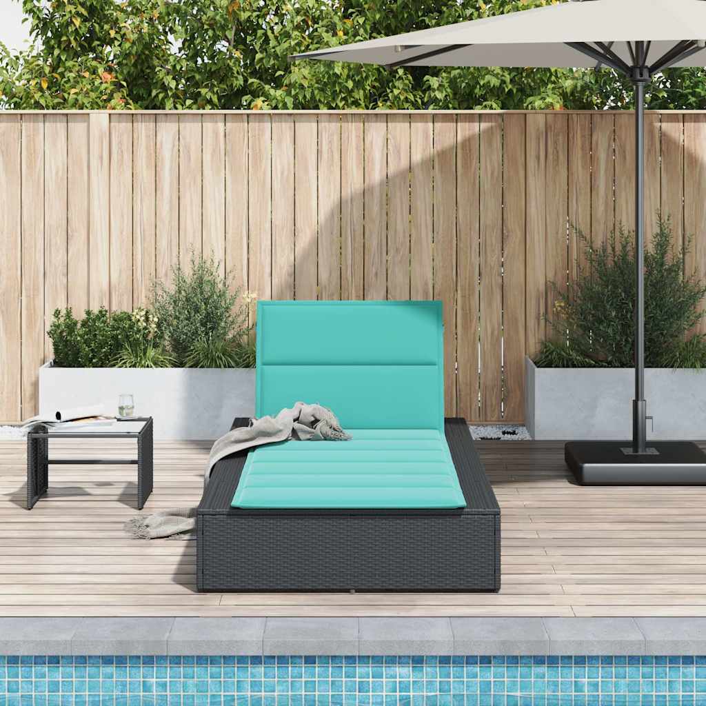Sonnenliege Mit Schwebender Auflage Schwarz Poly Rattan
