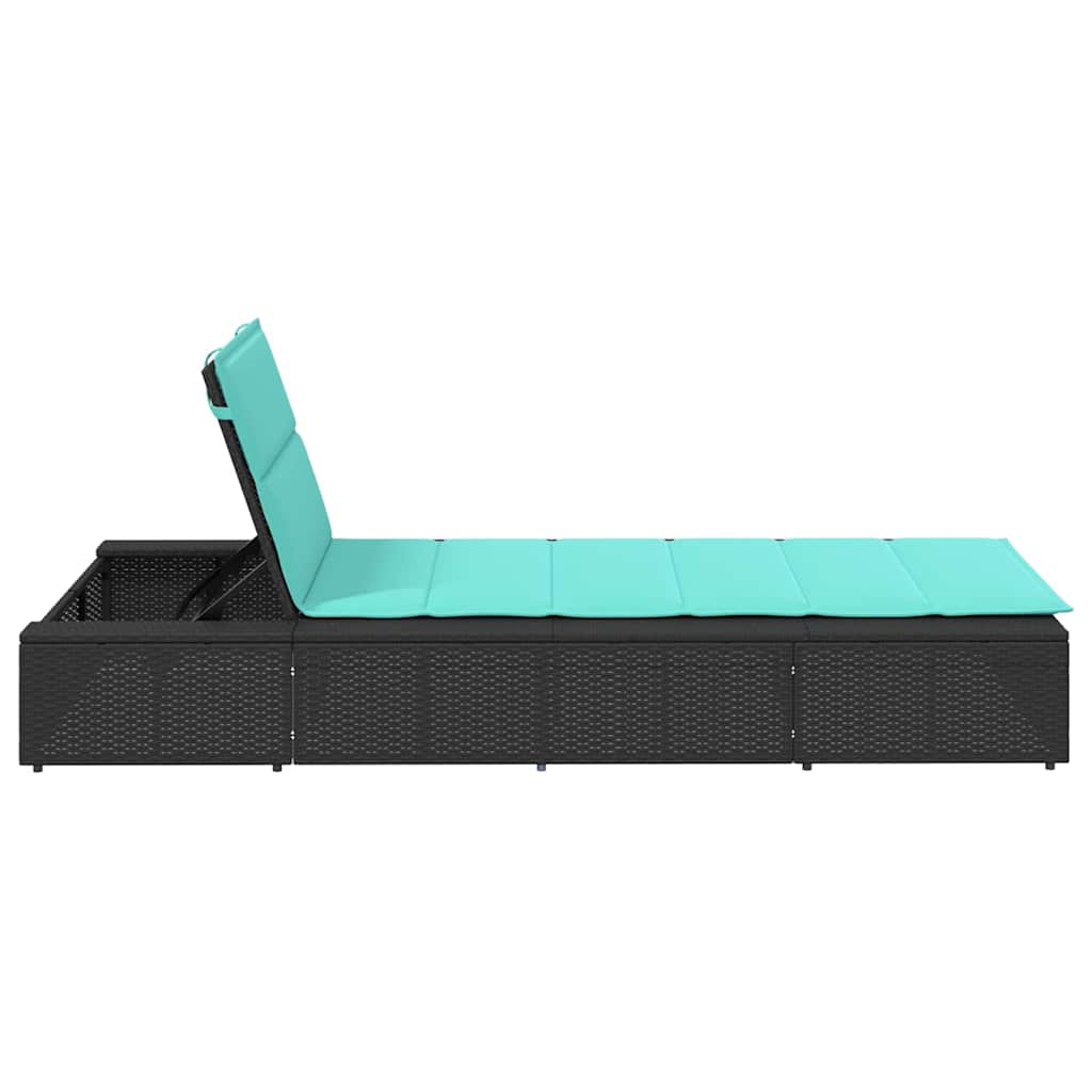 Sonnenliege Mit Schwebender Auflage Schwarz Poly Rattan