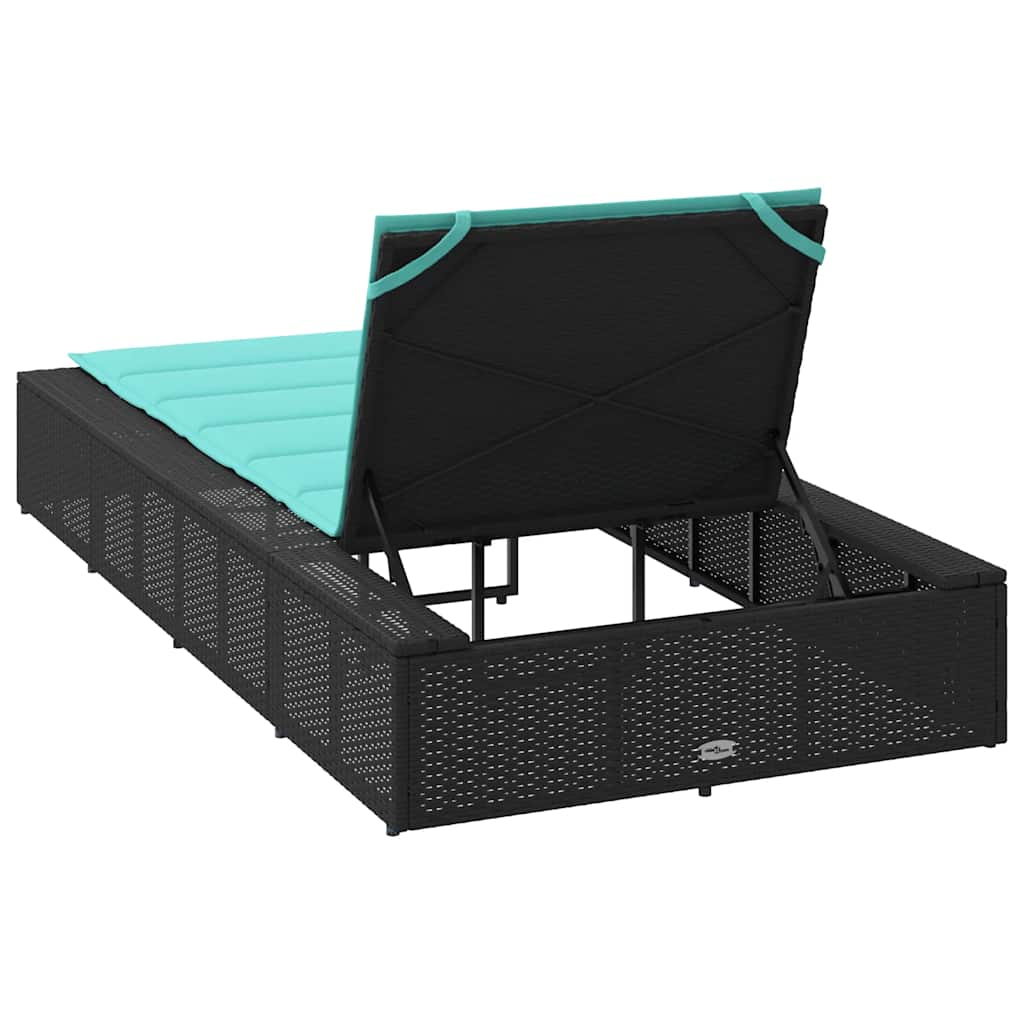 Sonnenliege Mit Schwebender Auflage Schwarz Poly Rattan