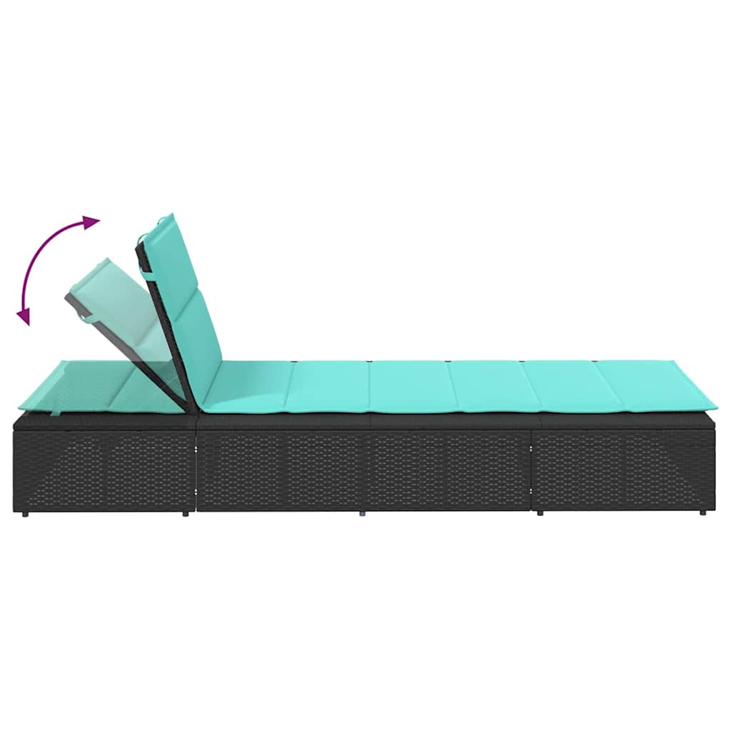 Sonnenliege Mit Schwebender Auflage Schwarz Poly Rattan