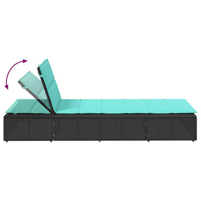 Sonnenliege Mit Schwebender Auflage Schwarz Poly Rattan