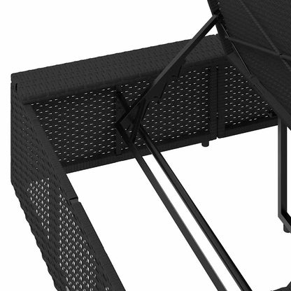 Sonnenliege Mit Schwebender Auflage Schwarz Poly Rattan