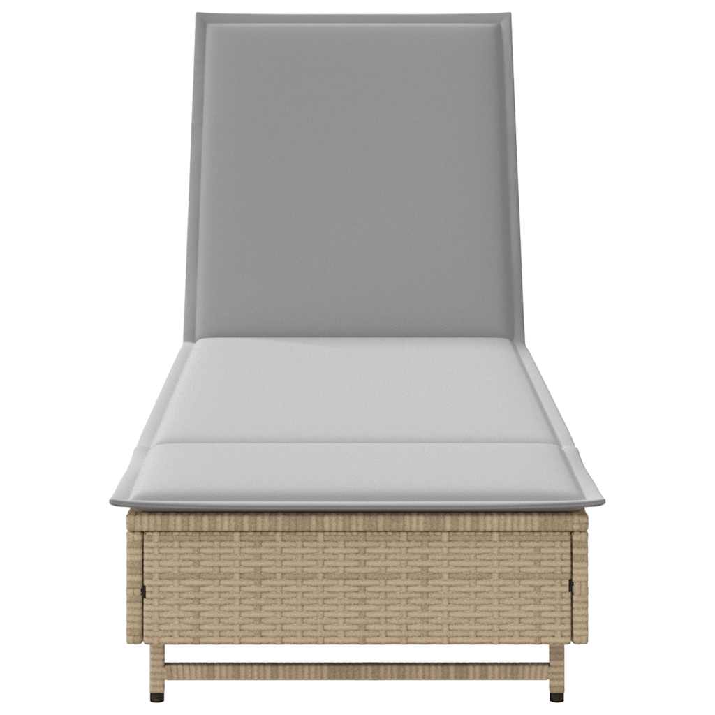 Sonnenliege Mit Rollen Und Auflage Beige Poly Rattan