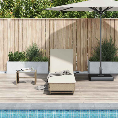 Sonnenliege Mit Rollen Und Auflage Beige Poly Rattan