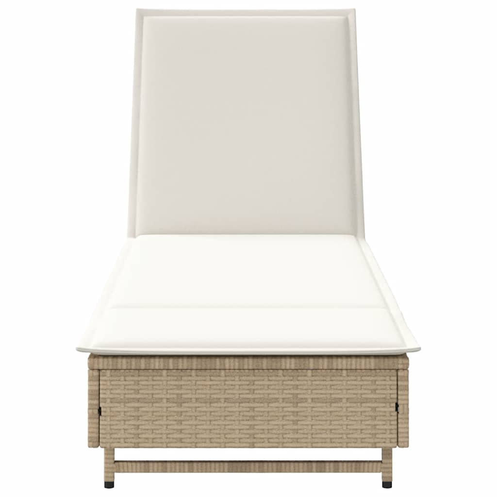 Sonnenliege Mit Rollen Und Auflage Beige Poly Rattan