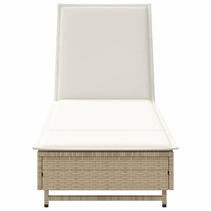 Sonnenliege Mit Rollen Und Auflage Beige Poly Rattan