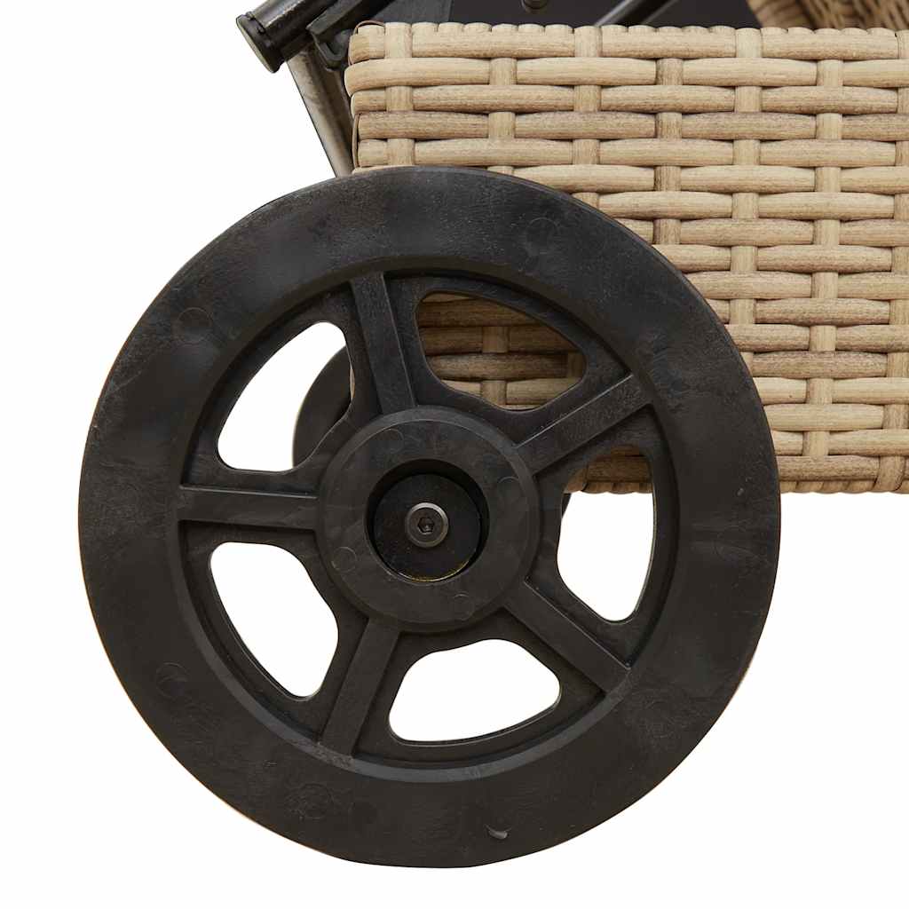 Sonnenliege Mit Rollen Und Auflage Beige Poly Rattan
