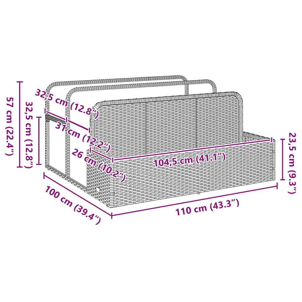 Pool Aufbewahrungsbehälter 110X100X57 Cm Poly Rattan