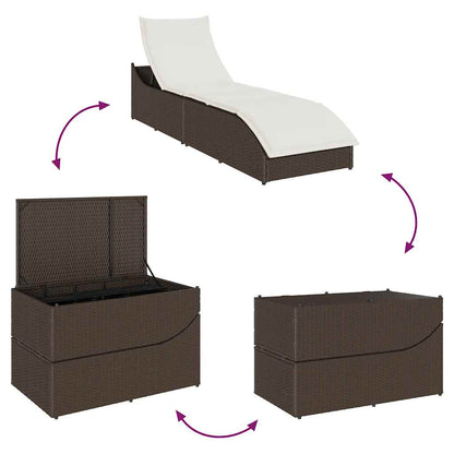 Klappliege Mit Auflage Und Stauraum Poly-Rattan
