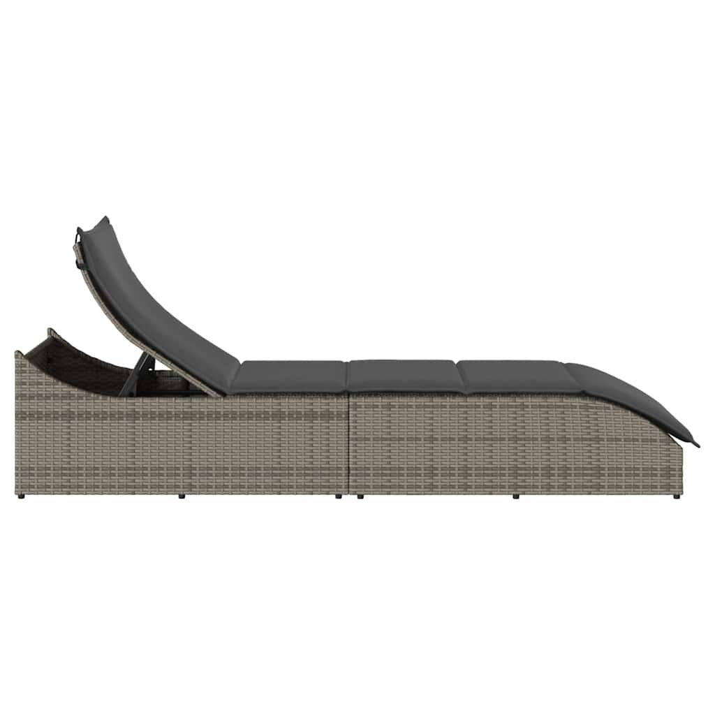 Klappliege Mit Auflage Und Stauraum Poly-Rattan