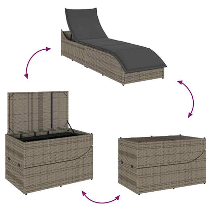 Klappliege Mit Auflage Und Stauraum Poly-Rattan