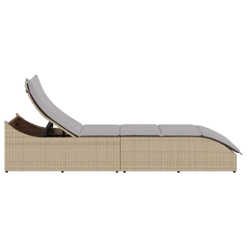 Klappliege Mit Auflage Und Stauraum Poly-Rattan