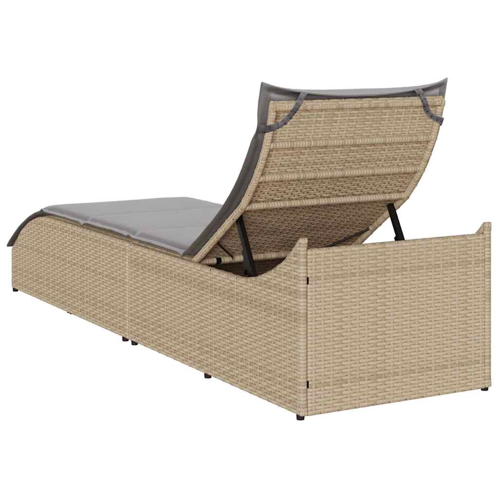 Klappliege Mit Auflage Und Stauraum Poly-Rattan