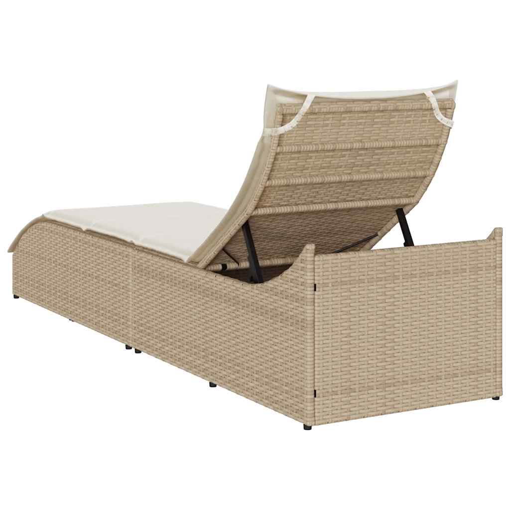 Klappliege Mit Auflage Und Stauraum Poly-Rattan