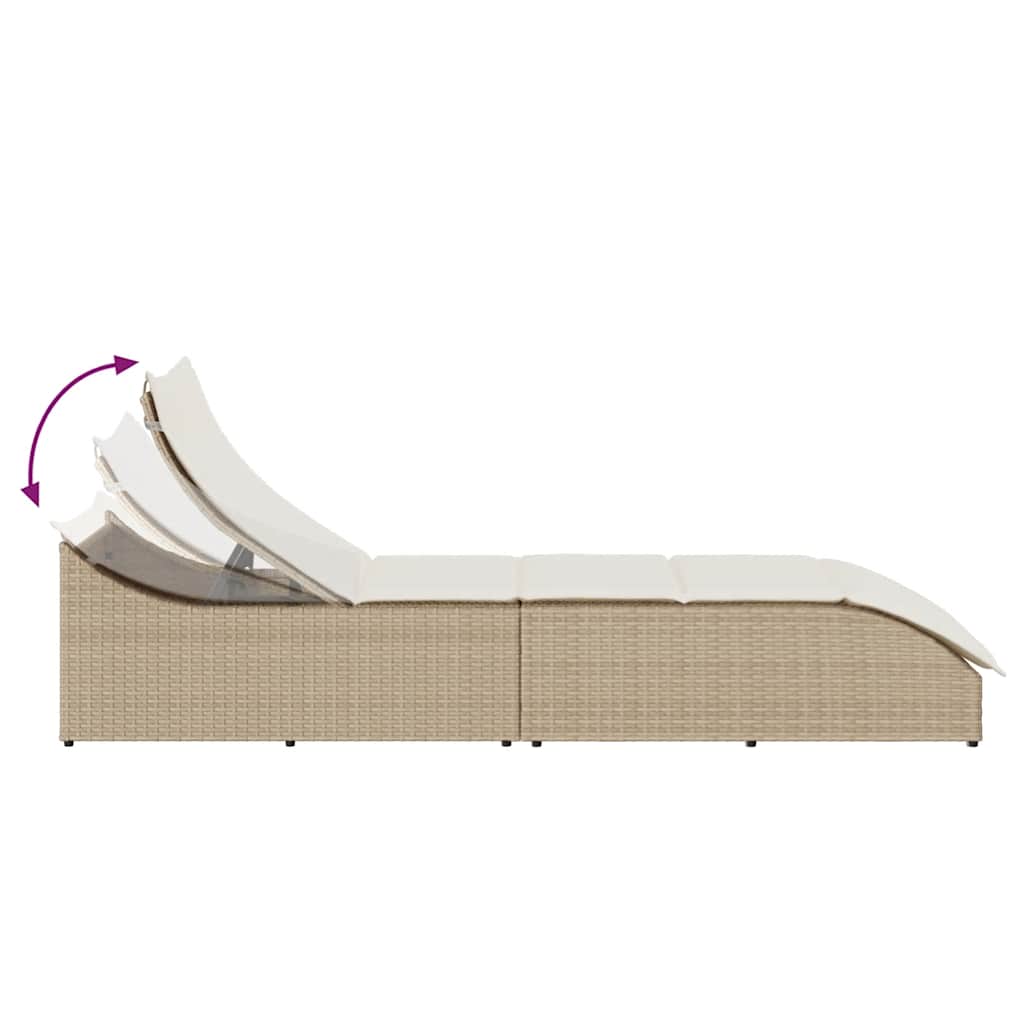 Klappliege Mit Auflage Und Stauraum Poly-Rattan