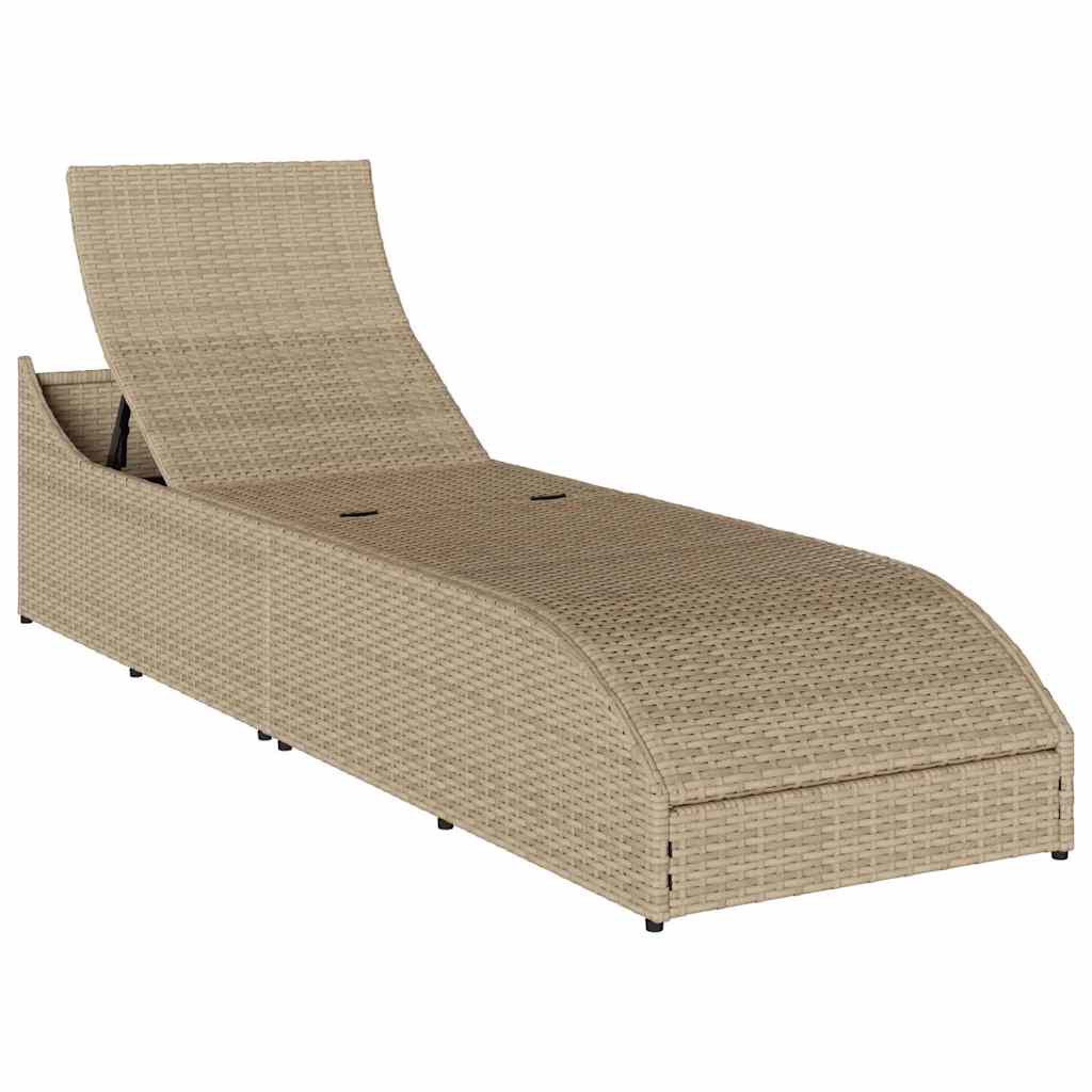 Klappliege Mit Auflage Und Stauraum Poly-Rattan