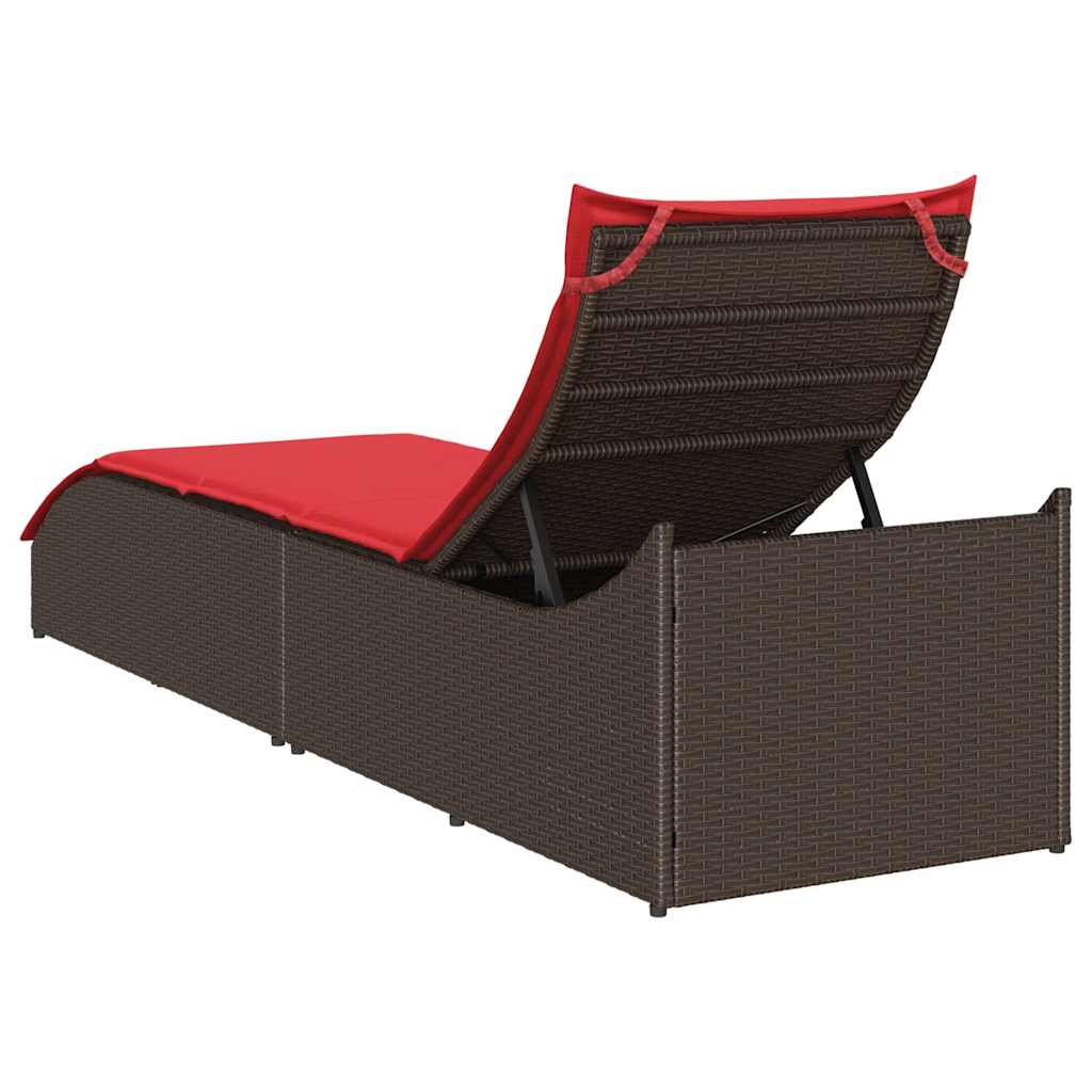 Klappliege Mit Auflage Und Stauraum Poly-Rattan