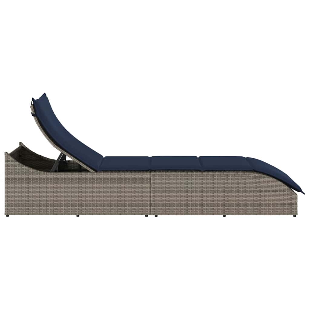Klappliege Mit Auflage Und Stauraum Poly-Rattan