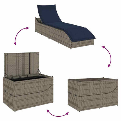 Klappliege Mit Auflage Und Stauraum Poly-Rattan