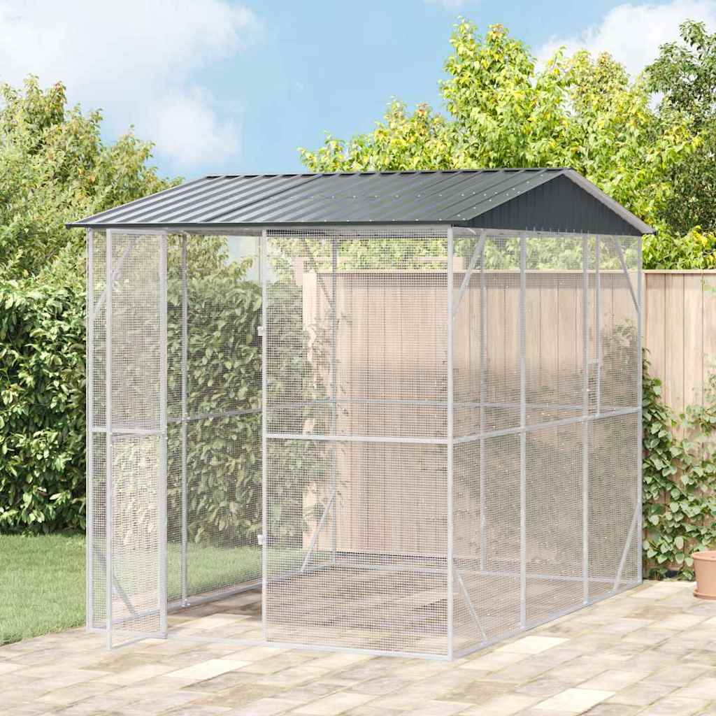 Vogelkäfig Anthrazit 227 X 112 X 141 Cm Verzinkter Stahl