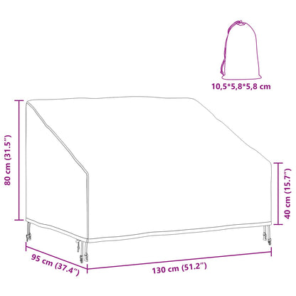 Abdeckung Für Gartenbank 130 X 95 X 40 / 80 Cm 600D Oxford Stoff