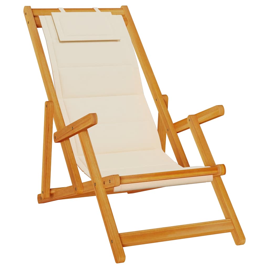 Strandstuhl Mit Armlehnen Klappbar Akazienholz Textilene