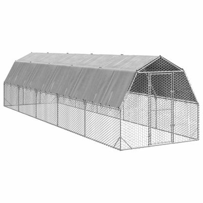 Hühnerstall Mit Dach 2,5X10X2,25 M Verzinkter Stahl