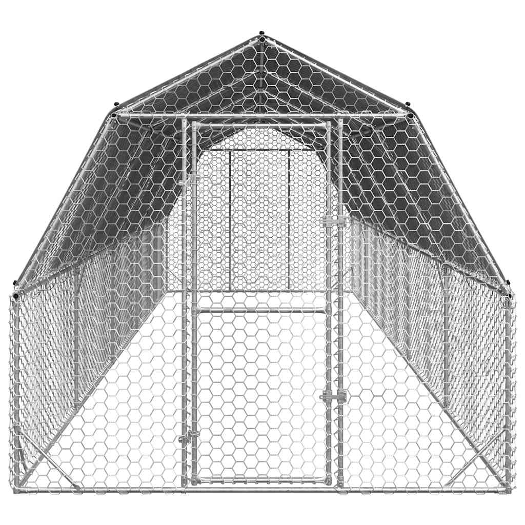 Hühnerstall Mit Dach 2,5X10X2,25 M Verzinkter Stahl