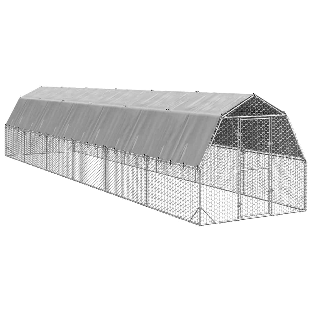 Hühnerstall Mit Dach 2,5X12X2,25 M Verzinkter Stahl