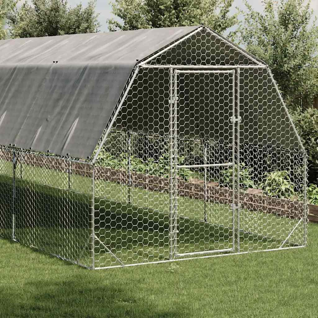 Hühnerstall Mit Dach 2,5X12X2,25 M Verzinkter Stahl
