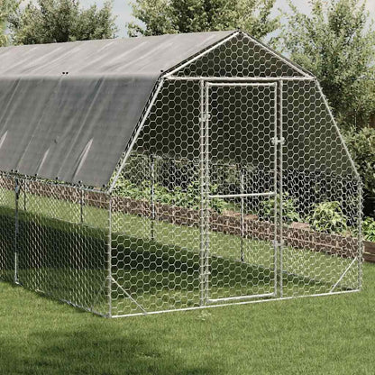 Hühnerstall Mit Dach 2,5X12X2,25 M Verzinkter Stahl