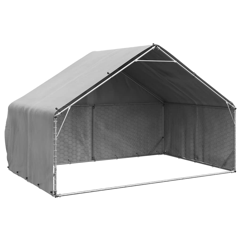 Outdoor-Hundezwinger Mit Abdeckung 3X2X1,9 M Verzinkter Stahl
