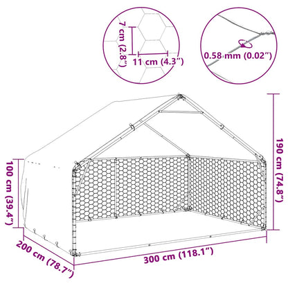 Outdoor-Hundezwinger Mit Abdeckung 3X2X1,9 M Verzinkter Stahl