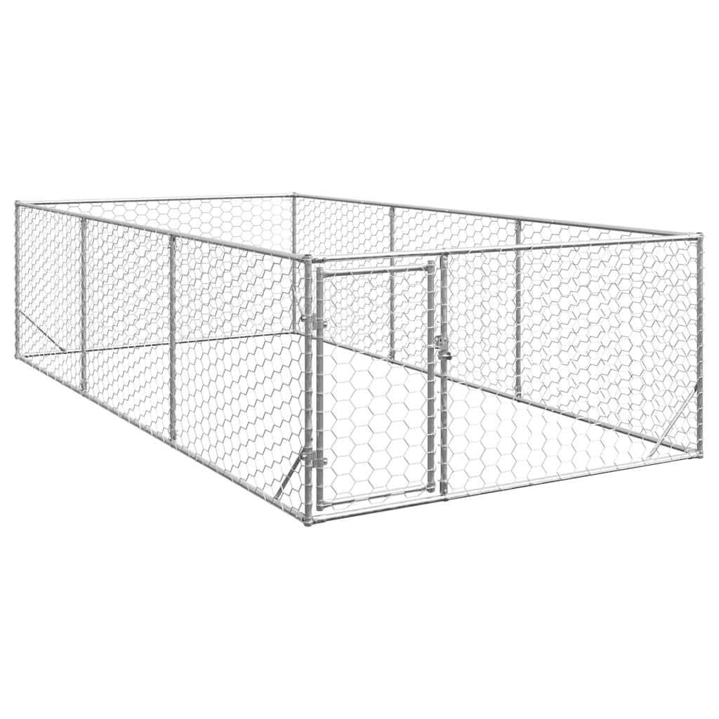 Outdoor-Hundezwinger Mit Tür Verzinkter Stahl
