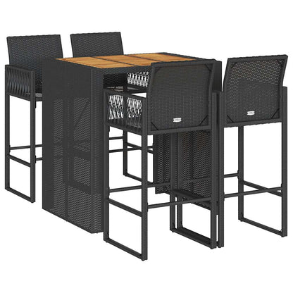 5-Tlg. Gartenbar-Set Ohne Kissen Poly Rattan Akazie