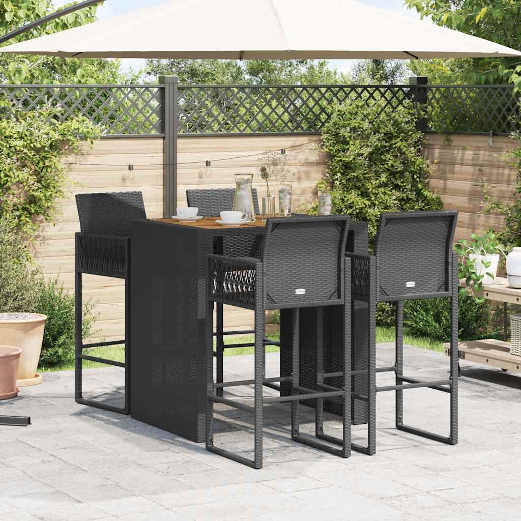 5-Tlg. Gartenbar-Set Ohne Kissen Poly Rattan Akazie