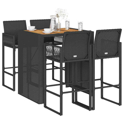 5-Tlg. Gartenbar-Set Ohne Kissen Poly Rattan Akazie
