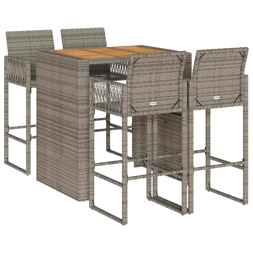 5-Tlg. Gartenbar-Set Ohne Kissen Poly Rattan Akazie