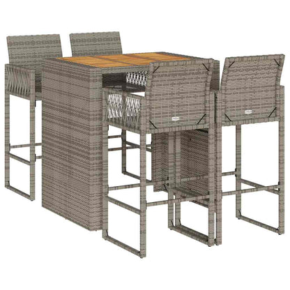 5-Tlg. Gartenbar-Set Ohne Kissen Poly Rattan Akazie