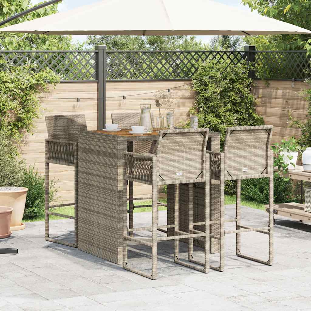 5-Tlg. Gartenbar-Set Ohne Kissen Poly Rattan Akazie