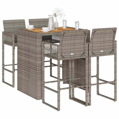 5-Tlg. Gartenbar-Set Ohne Kissen Poly Rattan Akazie