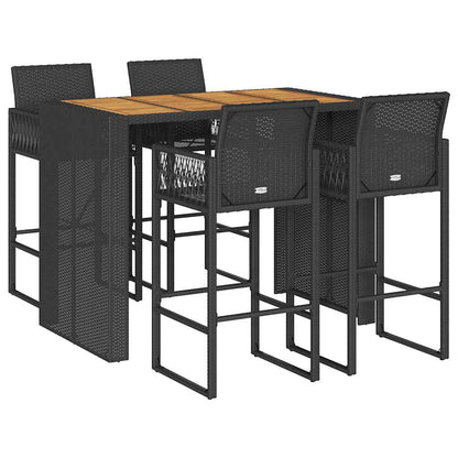 5-Tlg. Gartenbar-Set Ohne Kissen Poly Rattan Akazie