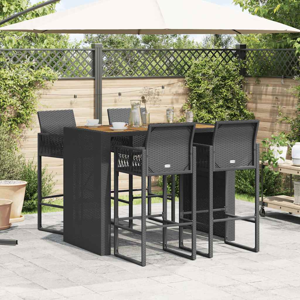5-Tlg. Gartenbar-Set Ohne Kissen Poly Rattan Akazie