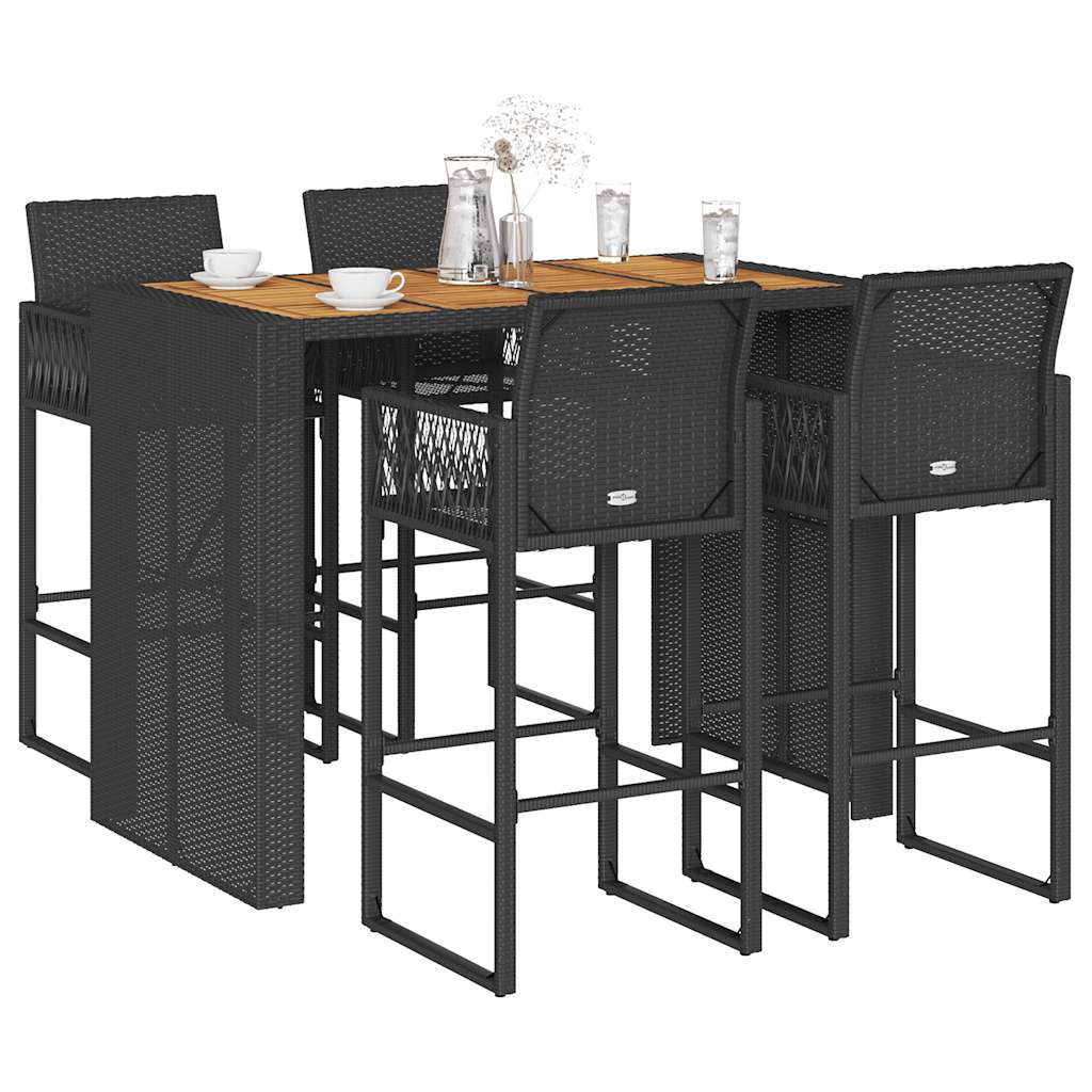 5-Tlg. Gartenbar-Set Ohne Kissen Poly Rattan Akazie
