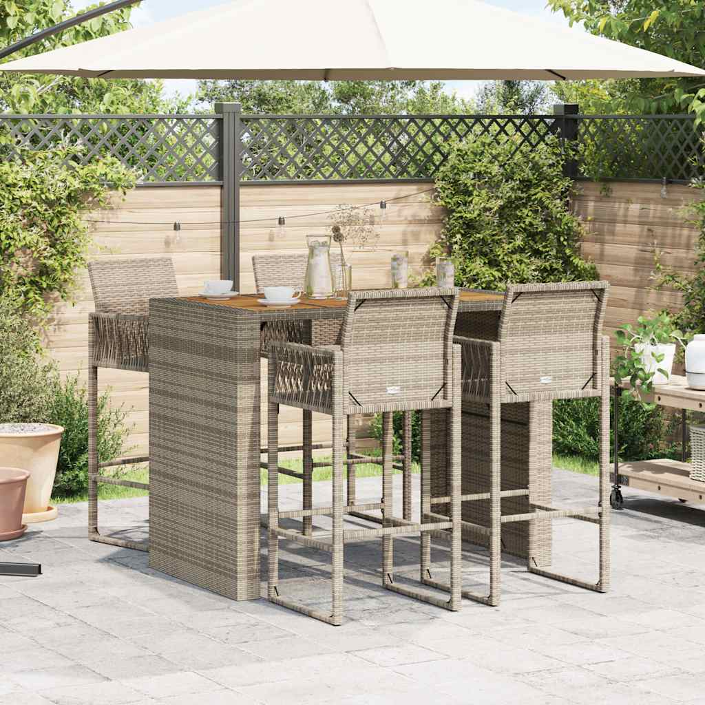 5-Tlg. Gartenbar-Set Ohne Kissen Poly Rattan Akazie
