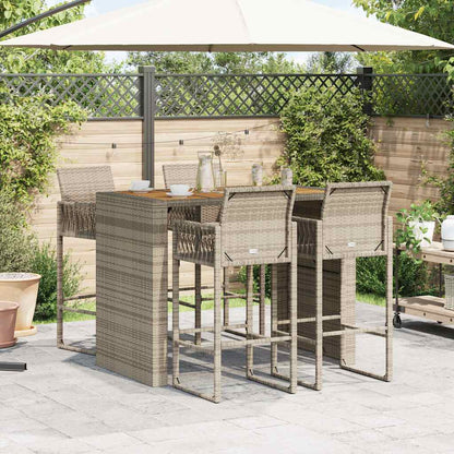 5-Tlg. Gartenbar-Set Ohne Kissen Poly Rattan Akazie